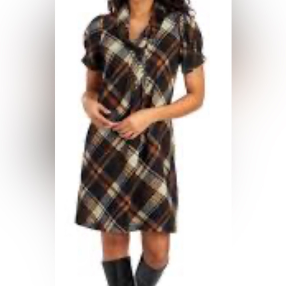 Jessica Howard Plaid Cowl Neck Tunic Shift Dress size XL